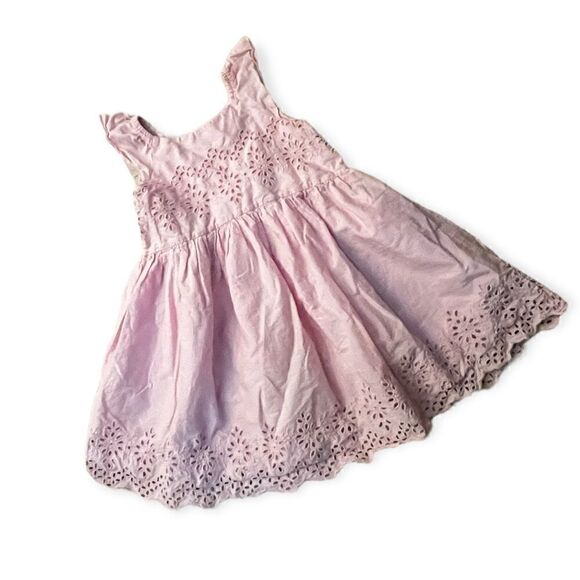 BABY GAP FLUTTER SLEEVE EYELET LACE PASTEL PINK TODDLER DRESS 4 - Picture 5 of 8